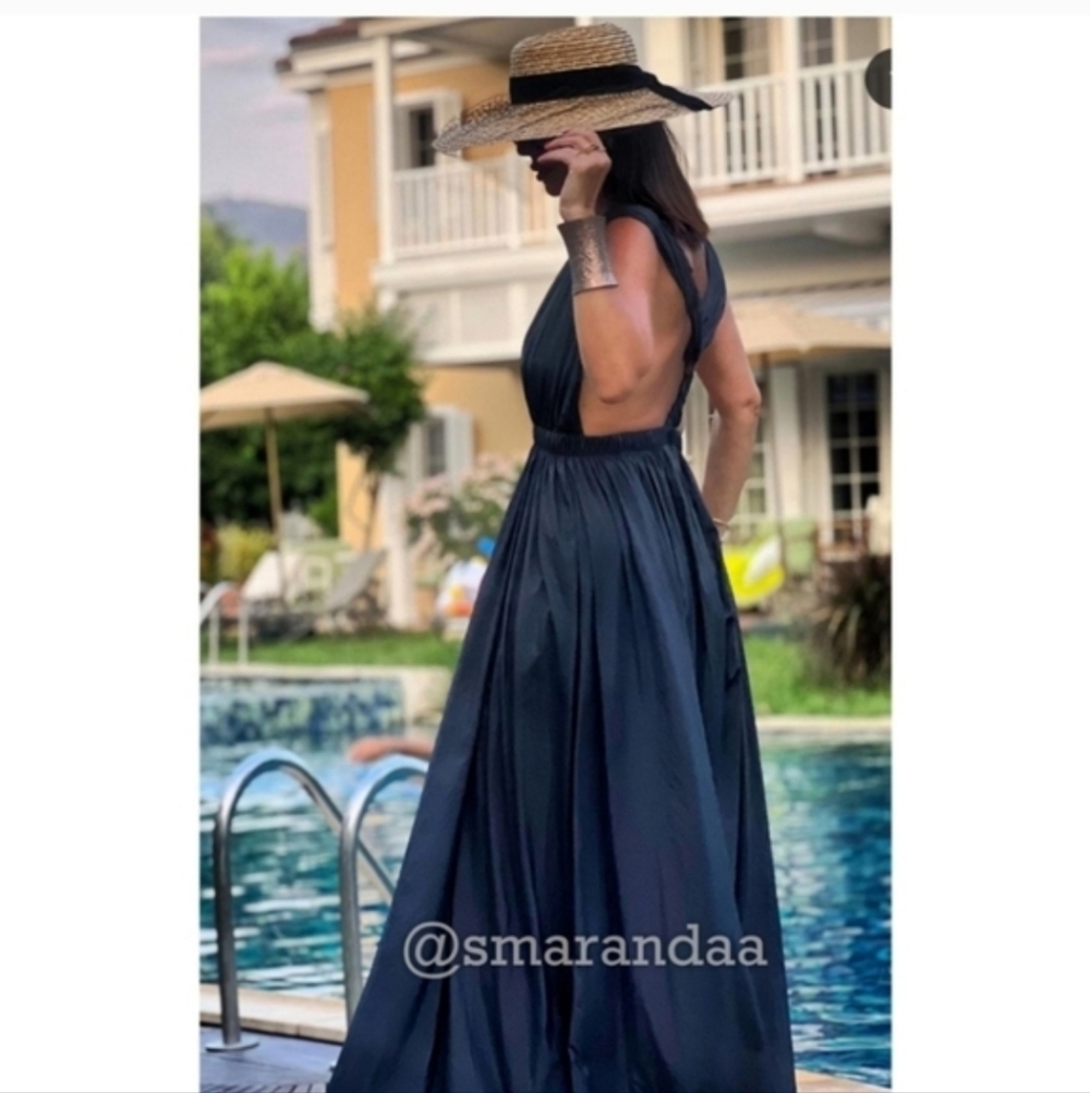 ZARA VOLUMINOUS LONG MAXI DRESS BLACK SIZE XL - Picture 4 of 16